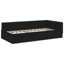 VidaXL Rama Łóżka Narożnego z Materacem 2 szt. Czarny 100 x 200 cm