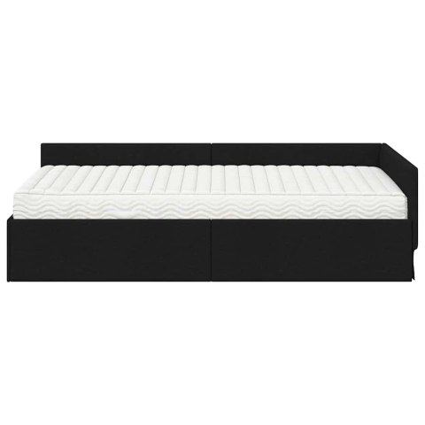 VidaXL Rama Łóżka Narożnego z Materacem 2 szt. Czarny 100 x 200 cm