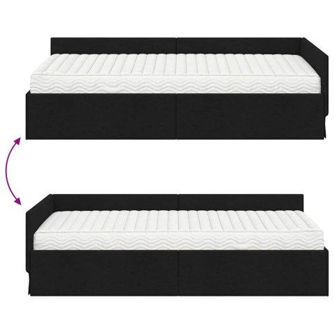 VidaXL Rama Łóżka Narożnego z Materacem 2 szt. Czarny 100 x 200 cm