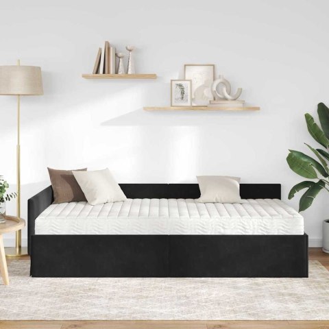 RAMA ŁÓŻKA NAROŻNEGO Z MATERACEM 2 SZT. CZARNY 100 X 200 CM