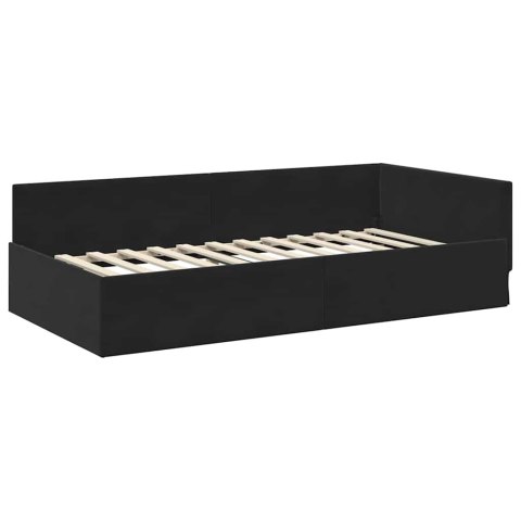 RAMA ŁÓŻKA NAROŻNEGO Z MATERACEM 2 SZT. CZARNY 100 X 200 CM