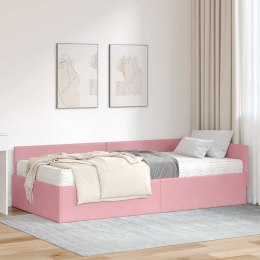 VidaXL Rama Łóżka Narożnego z Materacem 2 szt. różowy 100 x 200 cm