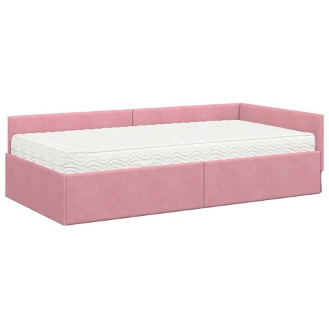 VidaXL Rama Łóżka Narożnego z Materacem 2 szt. różowy 100 x 200 cm