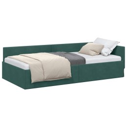 VidaXL Rama łóżka narożnego Ciemna zieleń 100 x 200 cm Aksamit