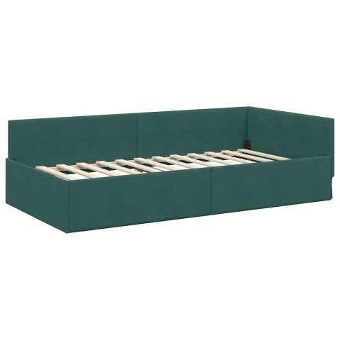 VidaXL Rama łóżka narożnego Ciemna zieleń 100 x 200 cm Aksamit