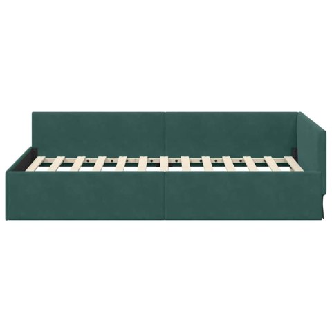 VidaXL Rama łóżka narożnego Ciemna zieleń 100 x 200 cm Aksamit