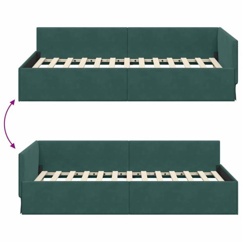 VidaXL Rama łóżka narożnego Ciemna zieleń 100 x 200 cm Aksamit