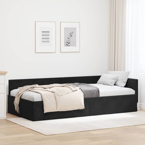 VidaXL Rama łóżka narożnego Czarny 100 x 200 cm Aksamit