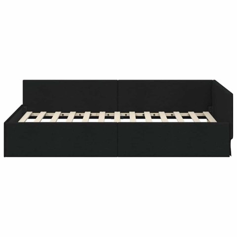 VidaXL Rama łóżka narożnego Czarny 80 x 200 cm tkanina