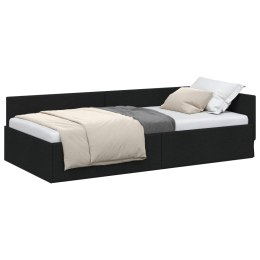 VidaXL Rama łóżka narożnego Czarny 90 x 190 cm tkanina