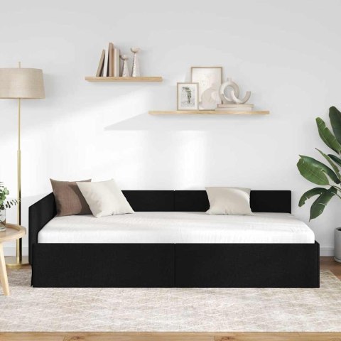 VidaXL Rama łóżka narożnego Czarny 90 x 190 cm tkanina
