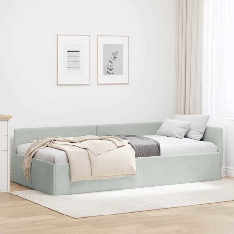 VidaXL Rama łóżka narożnego Jasnoszary 100 x 200 cm Aksamit