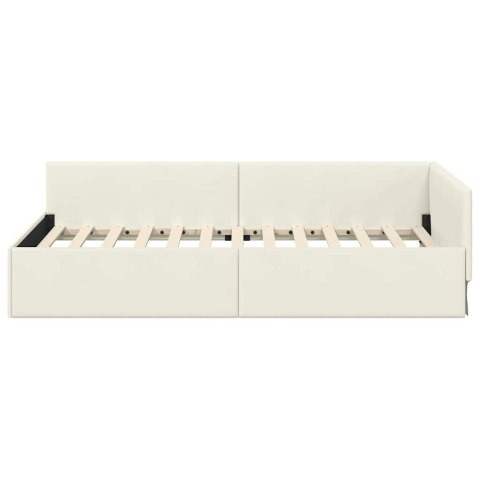VidaXL Rama łóżka narożnego Kremowy 90 x 190 cm Aksamit