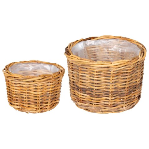 KOSZ NA ROŚLINY GENDT 2 SZT. NATURALNY BRĄZ RATTAN KUBU