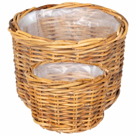 KOSZ NA ROŚLINY GENDT 2 SZT. NATURALNY BRĄZ RATTAN KUBU