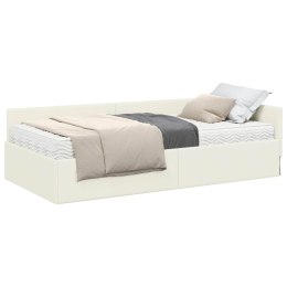 VidaXL Rama Łóżka Narożnego z Materacem 2 szt. Kremowy 100 x 200 cm