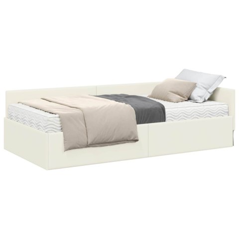 VidaXL Rama Łóżka Narożnego z Materacem 2 szt. Kremowy 100 x 200 cm