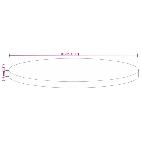 VidaXL Blat stołu, Ø 80x3,8 cm, okrągły, lite drewno mango
