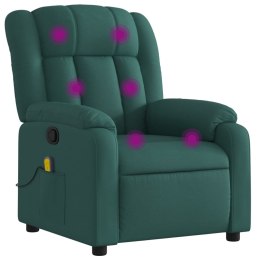 VidaXL Fotel masujący z funkcją relaksacji, ciemnozielony materiał