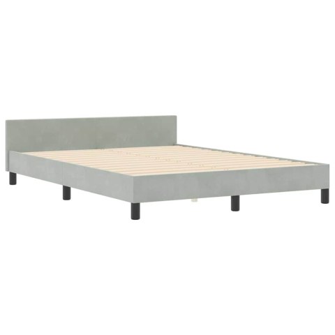 VidaXL Łóżko sprężynowe Z zagłówkiem Jasnoszary 140 x 200 cm Aksamit