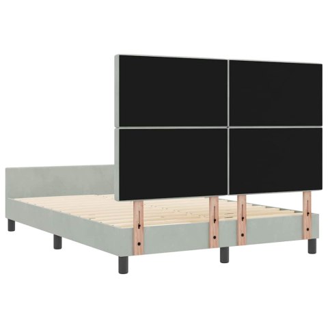 VidaXL Łóżko sprężynowe Z zagłówkiem Jasnoszary 140 x 200 cm Aksamit
