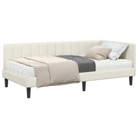 VidaXL Rama Łóżka Narożnego z Materacem 2 szt. Kremowy 100 x 200 cm