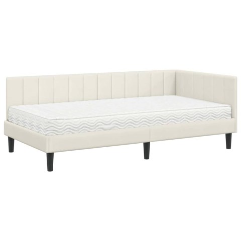 VidaXL Rama Łóżka Narożnego z Materacem 2 szt. Kremowy 100 x 200 cm