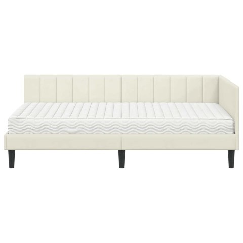 VidaXL Rama Łóżka Narożnego z Materacem 2 szt. Kremowy 100 x 200 cm
