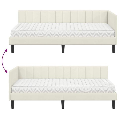 VidaXL Rama Łóżka Narożnego z Materacem 2 szt. Kremowy 100 x 200 cm