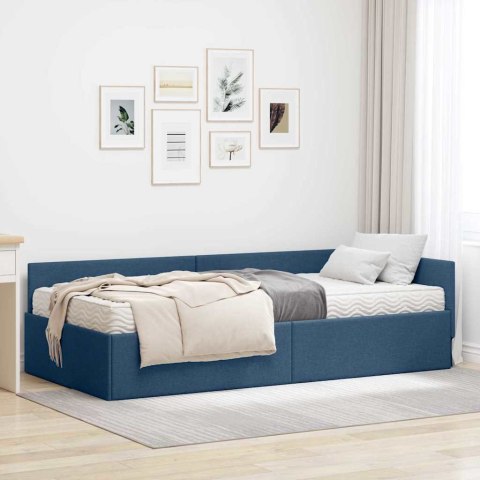 RAMA ŁÓŻKA NAROŻNEGO Z MATERACEM 2 SZT. NIEBIESKI 80 X 200 CM