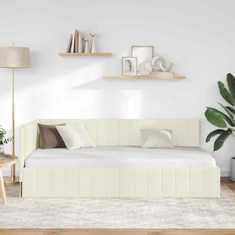 VidaXL Rama łóżka narożnego Kremowy 90 x 190 cm Aksamit