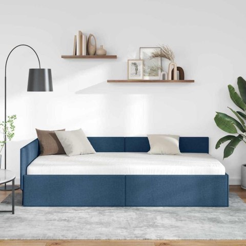 VidaXL Rama łóżka narożnego Niebieski 80 x 200 cm tkanina