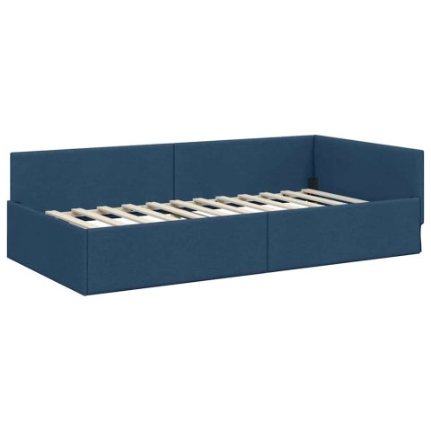 VidaXL Rama łóżka narożnego Niebieski 80 x 200 cm tkanina