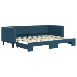 SOFA ROZSUWANA, NIEBIESKA, 80X200 CM, AKSAMIT