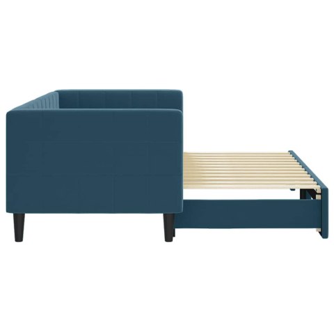 SOFA ROZSUWANA, NIEBIESKA, 80X200 CM, AKSAMIT