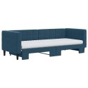 VidaXL Sofa rozsuwana z materacami, niebieska, 80x200 cm, aksamit