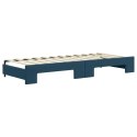 VidaXL Sofa rozsuwana z materacami, niebieska, 80x200 cm, aksamit