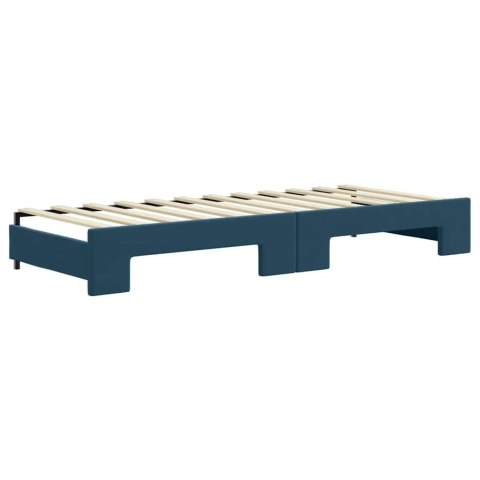VidaXL Sofa rozsuwana z materacami, niebieska, 80x200 cm, aksamit
