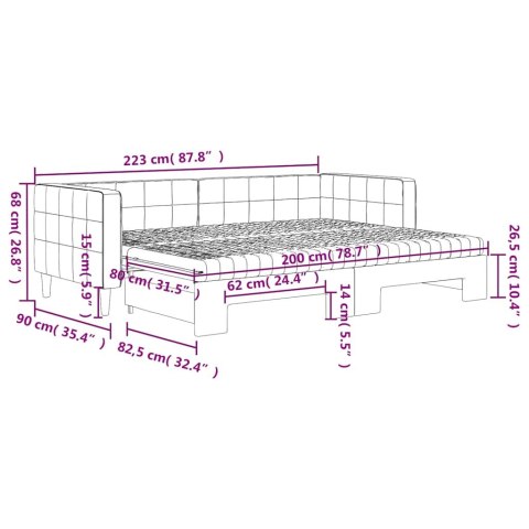 VidaXL Sofa rozsuwana z materacami, niebieska, 80x200 cm, aksamit
