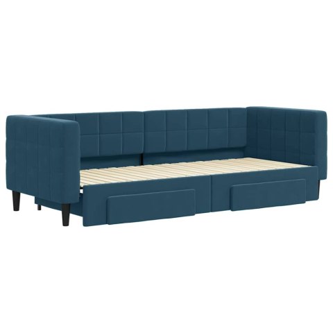 SOFA ROZSUWANA Z SZUFLADAMI, NIEBIESKA, 80X200 CM, AKSAMIT
