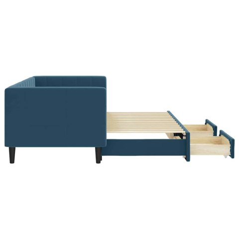 SOFA ROZSUWANA Z SZUFLADAMI, NIEBIESKA, 80X200 CM, AKSAMIT