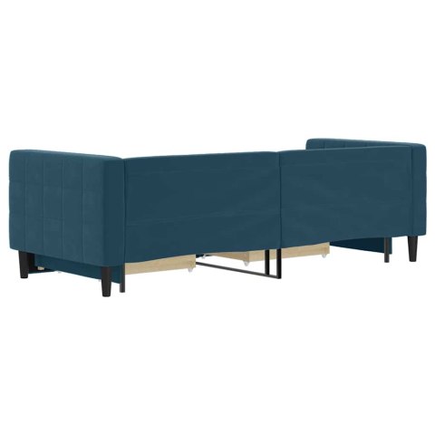 SOFA ROZSUWANA Z SZUFLADAMI, NIEBIESKA, 80X200 CM, AKSAMIT