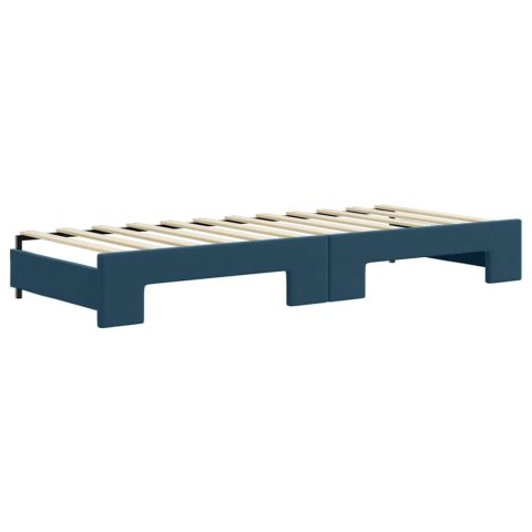 VidaXL Sofa rozsuwana z szufladami, niebieska, 80x200 cm, aksamit