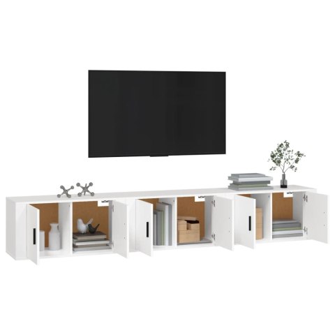 VidaXL Wiszące szafki telewizyjne, 3 szt., białe, 80x34,5x40 cm