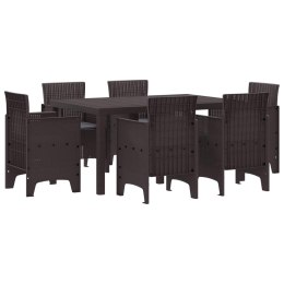 ZESTAW DO JADALNI W OGRODZIE 7 SZT. BRĄZOWY RATTAN POLT