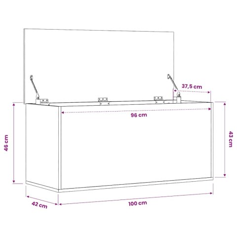SKRZYNIA 100X42X46 CM SZARY DĄB SONOMA KUFER BOX SIŁOWNIK GAZOWY SCHOWEK ŁAWA