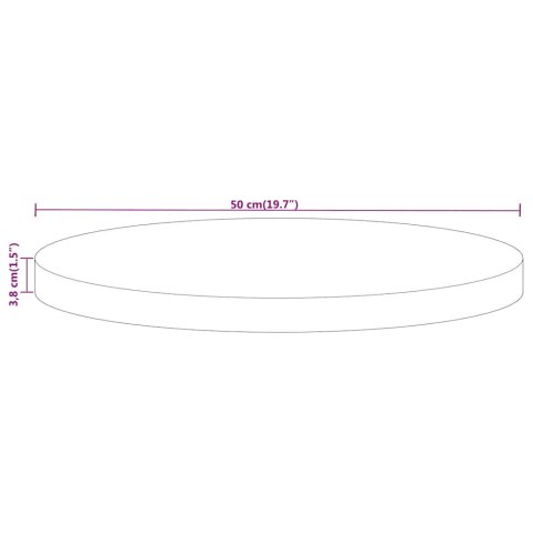 VidaXL Blat stołu, Ø 50x3,8 cm, okrągły, surowe lite drewno mango