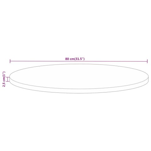 VidaXL Blat stołu, Ø 80x2,5 cm, okrągły, lite drewno mango
