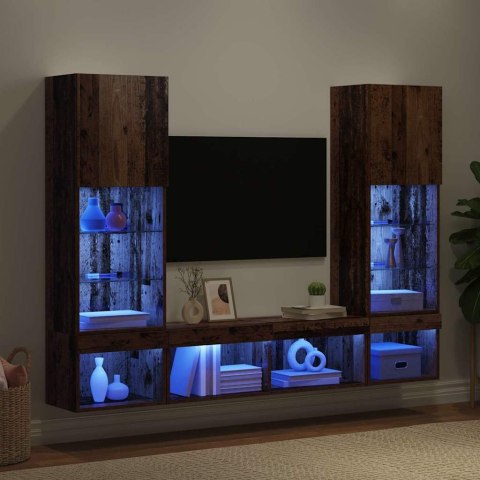 VidaXL Jednostki TV na ścianę z LED 5 szt. Stare drewno