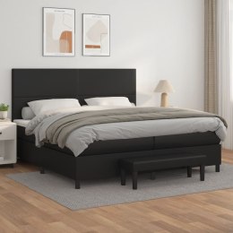VidaXL Łóżko kontynentalne z materacem, czarne, ekoskóra 200x200 cm